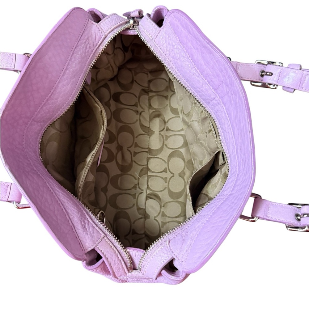 Vintage Lilac Leather Shoulder Bag - Picture 4 of 5